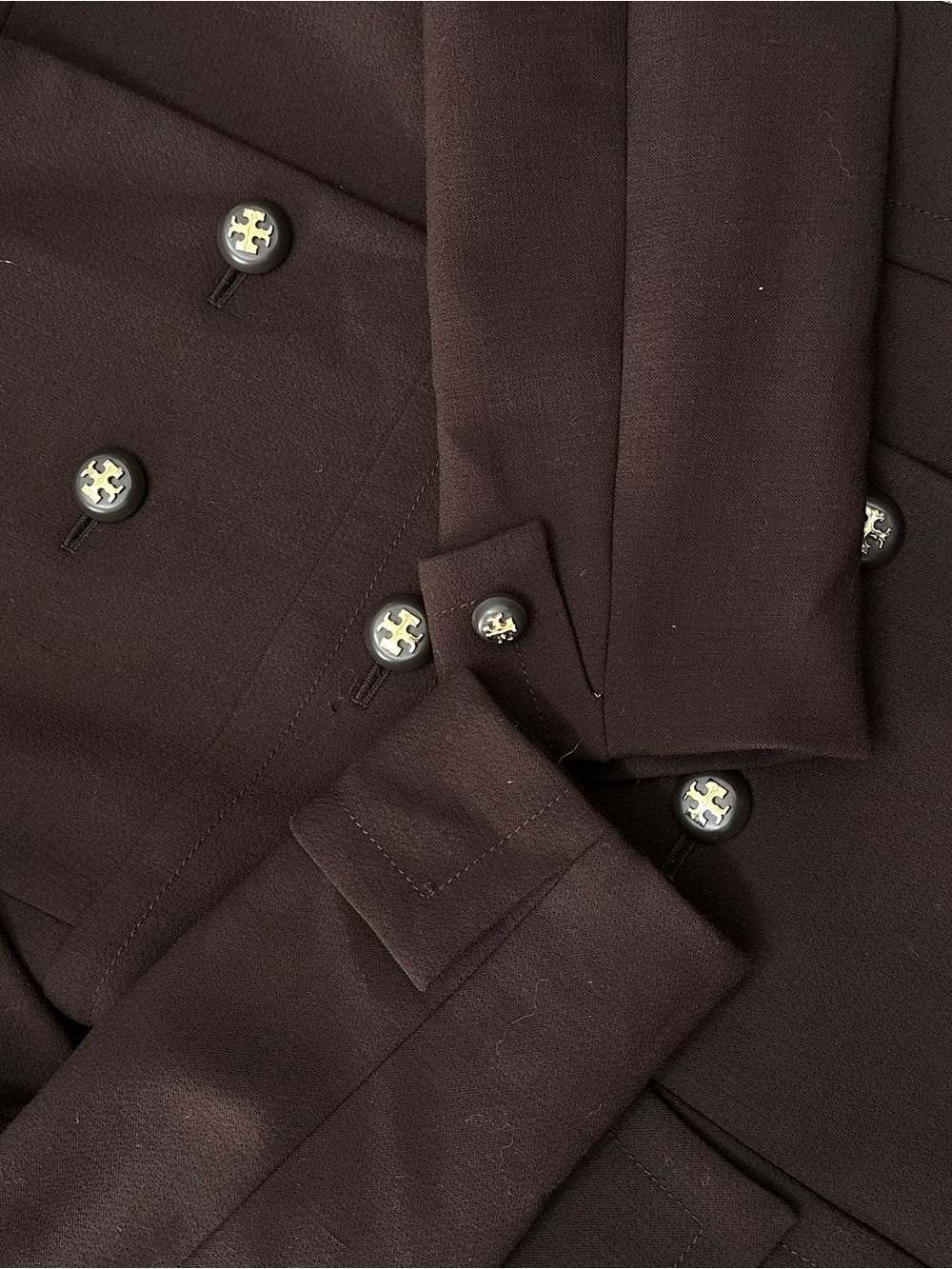 Tory Burch Dark Brown Double-Breasted Wool Blend🧥 - Picture 8 of 13